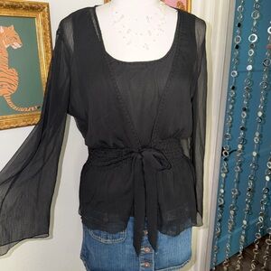 Vintage Y2K Elegant Black Sheer Women's Top